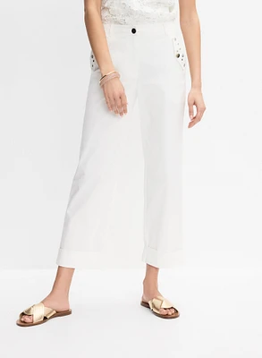 Grommet Embellished Straight-Leg Pants