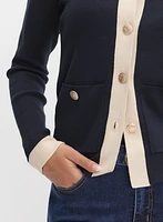 Cardigan boutonné à bande contrastante