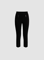 Pull-On Slit Hem Capris