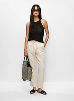 Pantalon droit à taille élastique