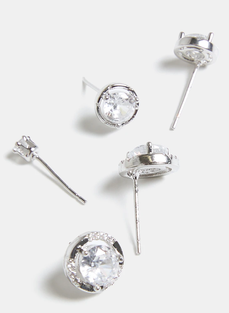 Crystal Stud Earrings Set