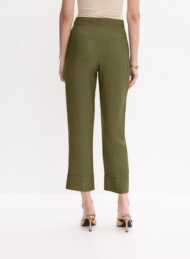Cuffed Straight-Leg Pants
