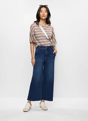 Haut rayé et pantalon gaucho en denim 