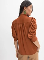 Draped Puff Sleeve Blouse