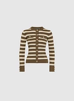 Striped Crew Neck Cardigan