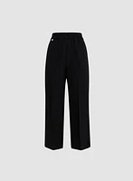Pull-On Linen-Blend Culotte Pants
