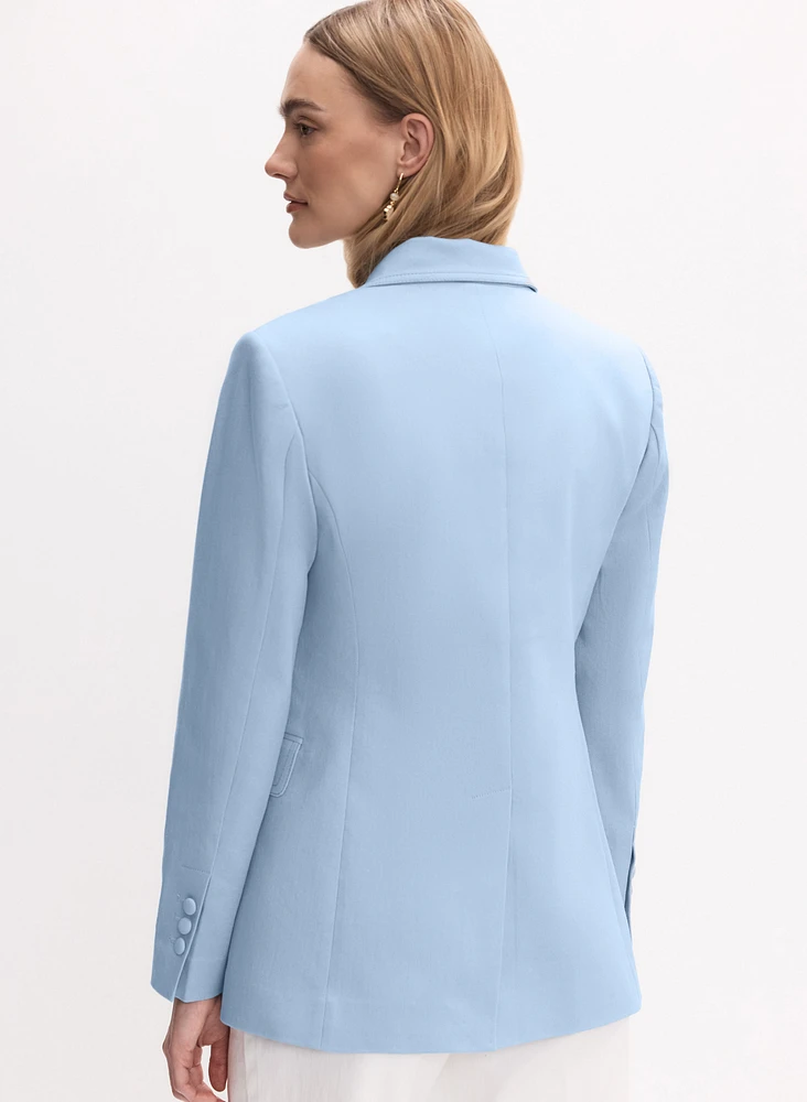 Jewel Button Denim Blazer