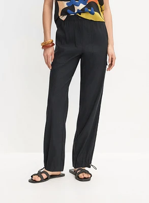 Pantalon cargo en mélange de lin