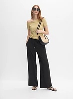 Drawstring Waist Wide-Leg Pants