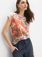 T-shirt à motif léopard et floral