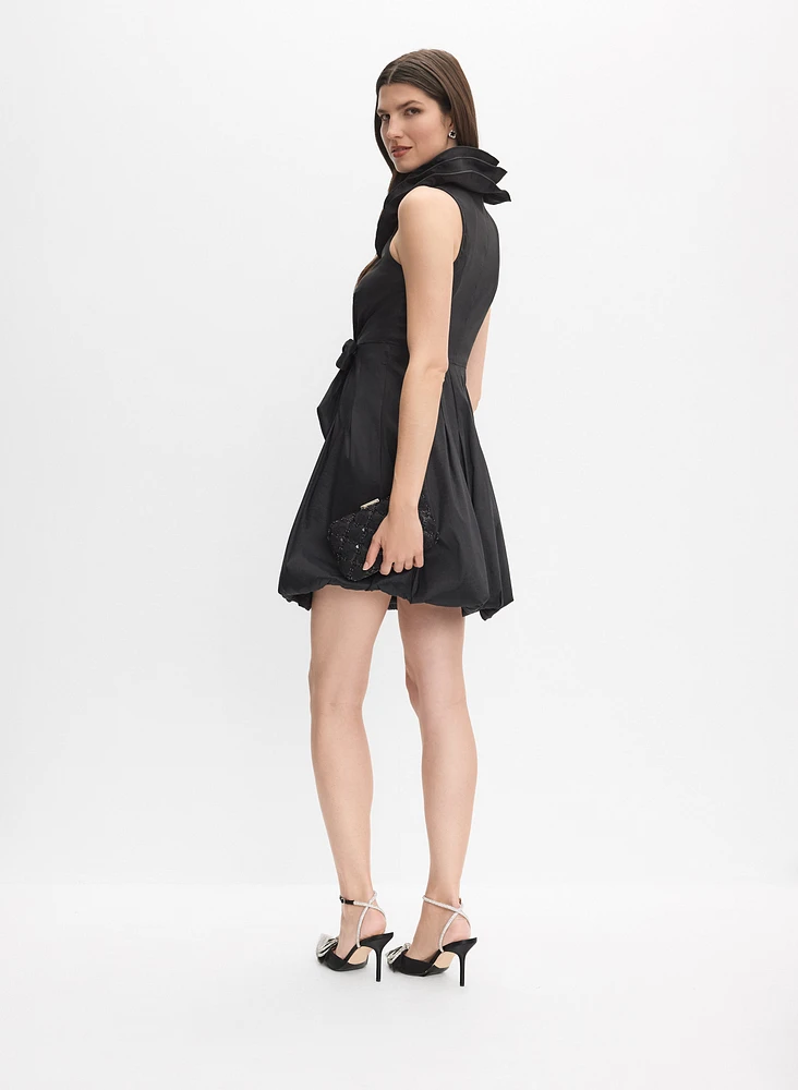 Belted Taffeta Dres