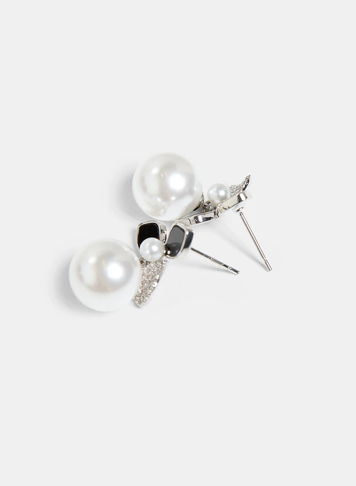Boucles d'oreilles à fleur et perle