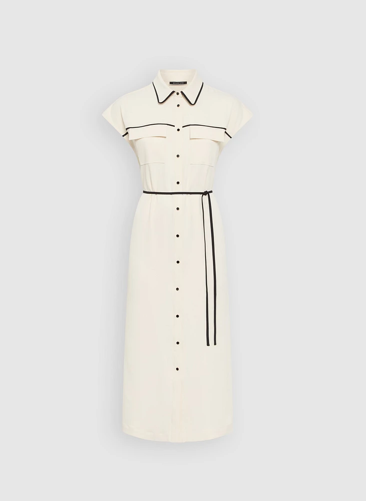 Contrast Trim Shirt Dress