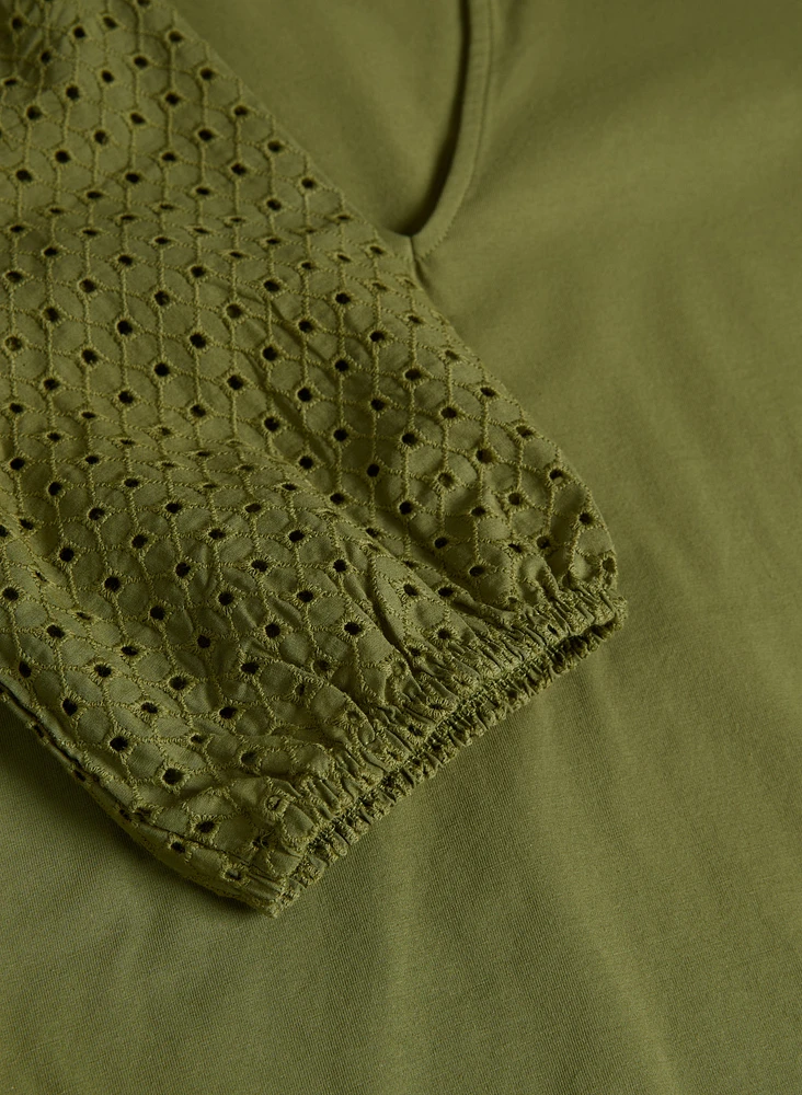 Eyelet Sleeve Top