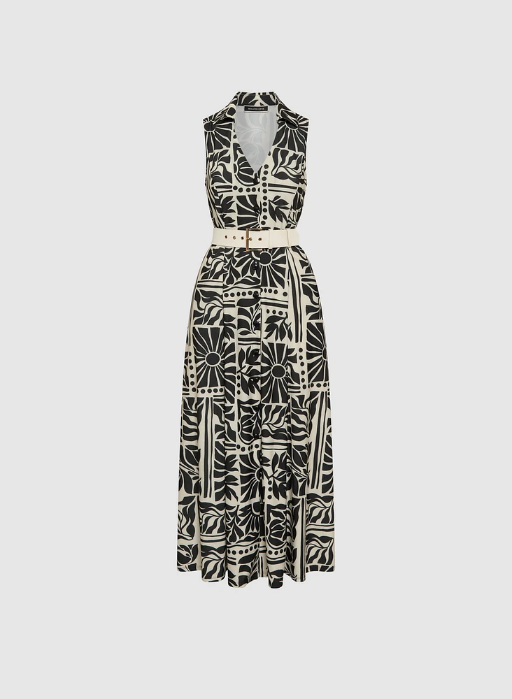 Robe maxi à motif floral géométrique