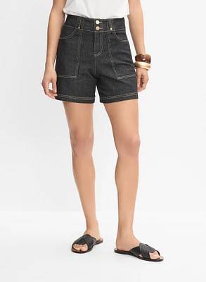 Double-Button Jean Shorts