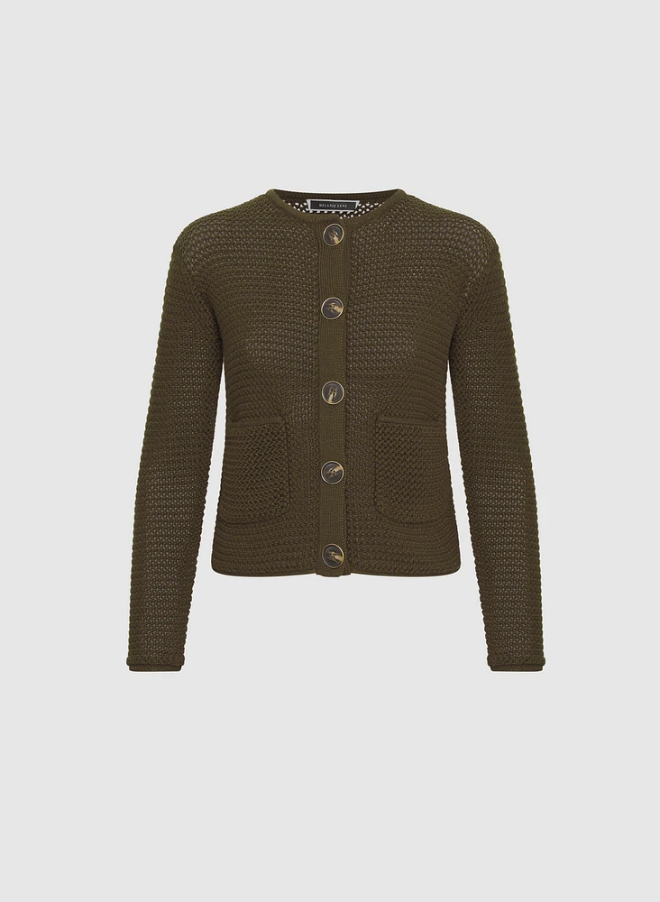 Cropped Crew Neck Cardigan