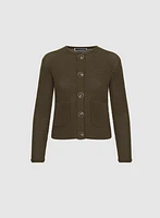 Cropped Crew Neck Cardigan