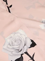 Rose Print Button-Down Blouse