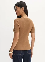 Short Sleeve Ring Detail Sweater