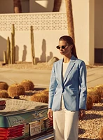 Jewel Button Denim Blazer