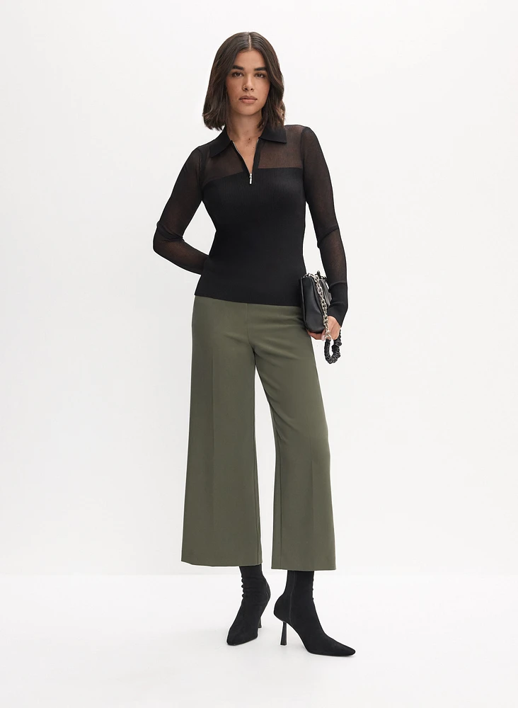 Pull de style polo et pantalon gaucho