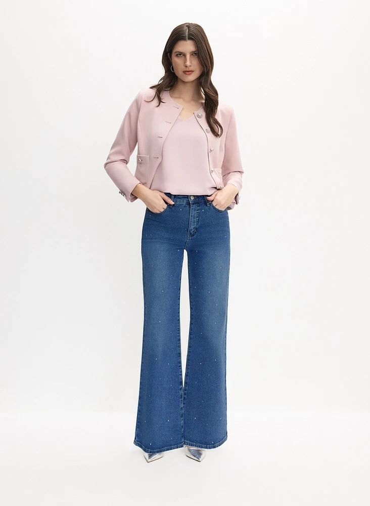Rhinestone Wide-Leg Jeans