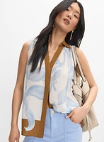 Palm Print Colour Block Blouse
