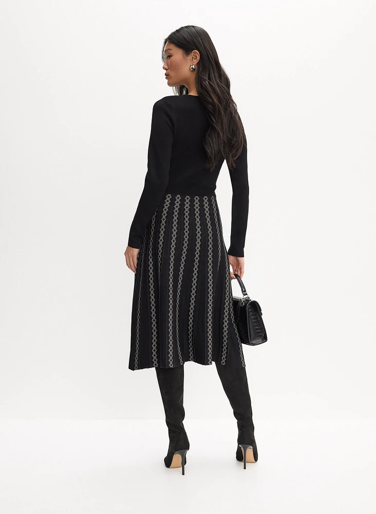 Mixed Jacquard Knit Dress