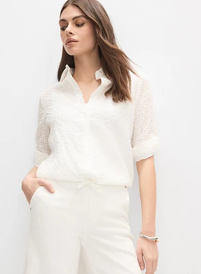 Tonal Gingham Print Blouse