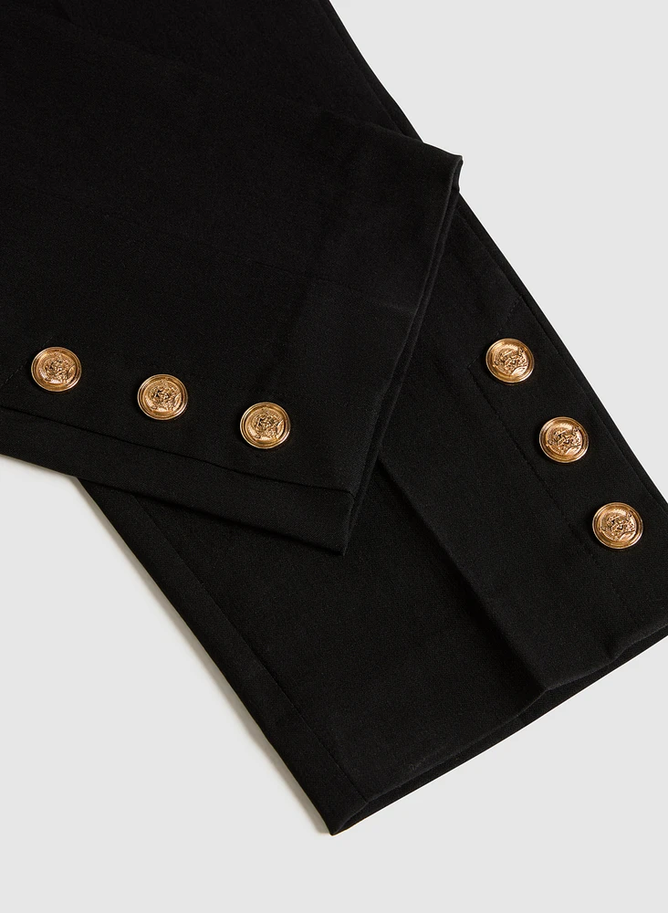 Buttoned Hem Capris