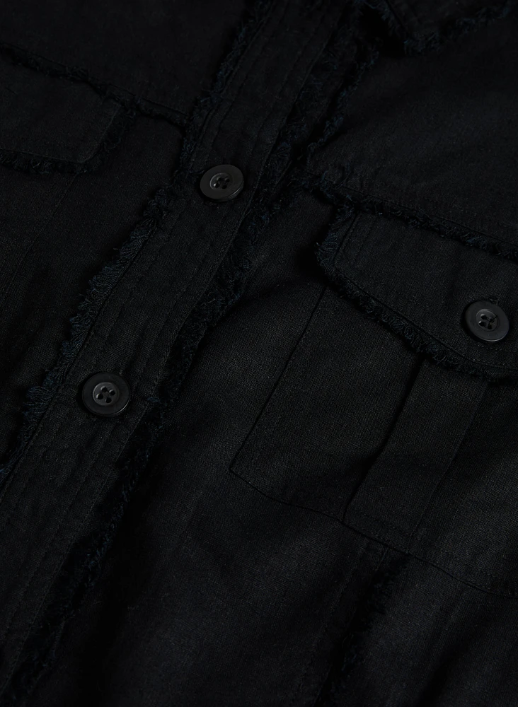 Frayed Linen-Blend Jacket