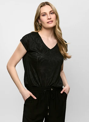 T-shirt orné à encolure en V