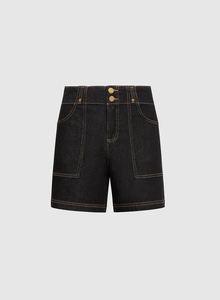 Double-Button Jean Shorts
