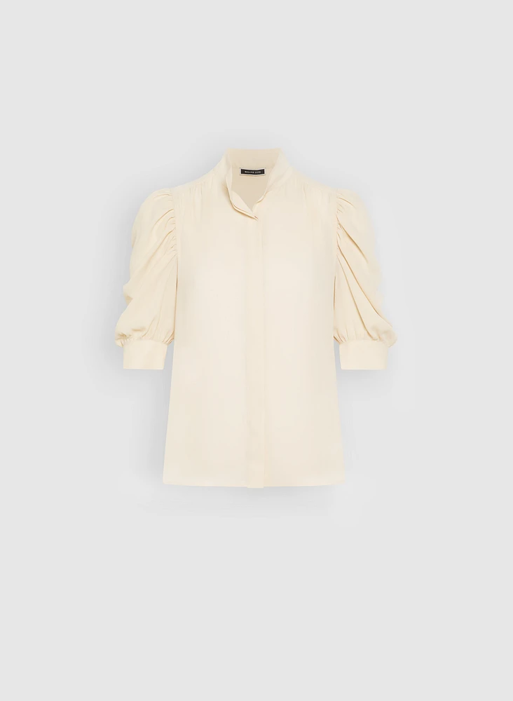 Draped Puff Sleeve Blouse