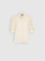 Draped Puff Sleeve Blouse