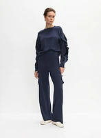 Zipper Ruffle Detail Sleeve Sweater