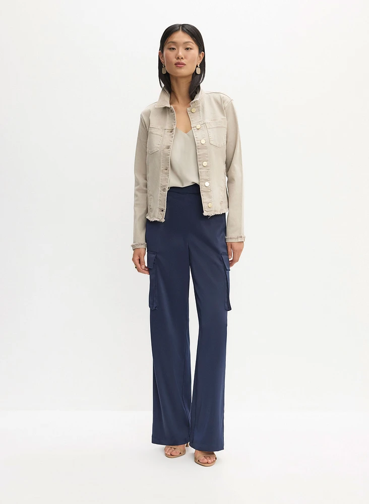 Veste en jean et pantalon cargo en satin