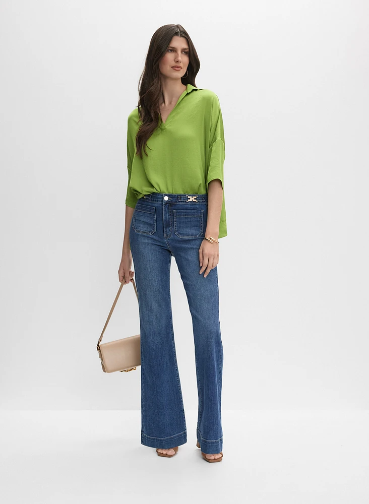 Joseph Ribkoff - Satin Polo Blouse