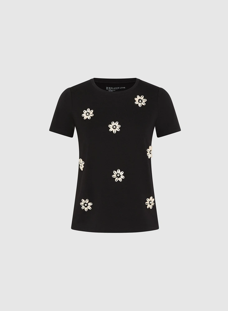 T-shirt à coquillages et perles