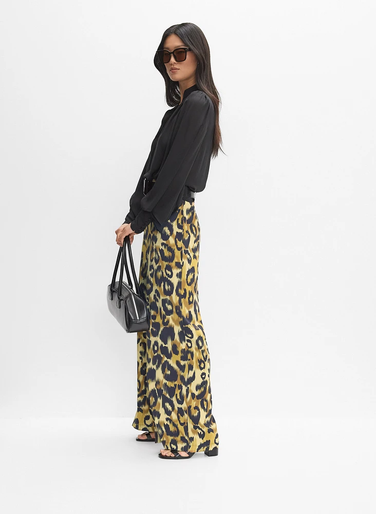 Pantalon à jambe large motif léopard