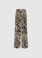 Graphic Floral Wide-Leg Pants