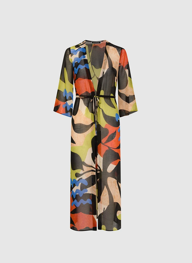 Haut maxi en chiffon imprimé
