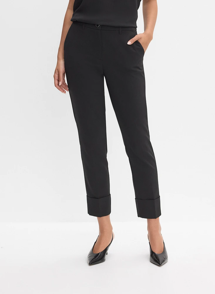 Pantalon droit à ourlet repli