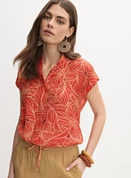 Tropical Button-Down Blouse
