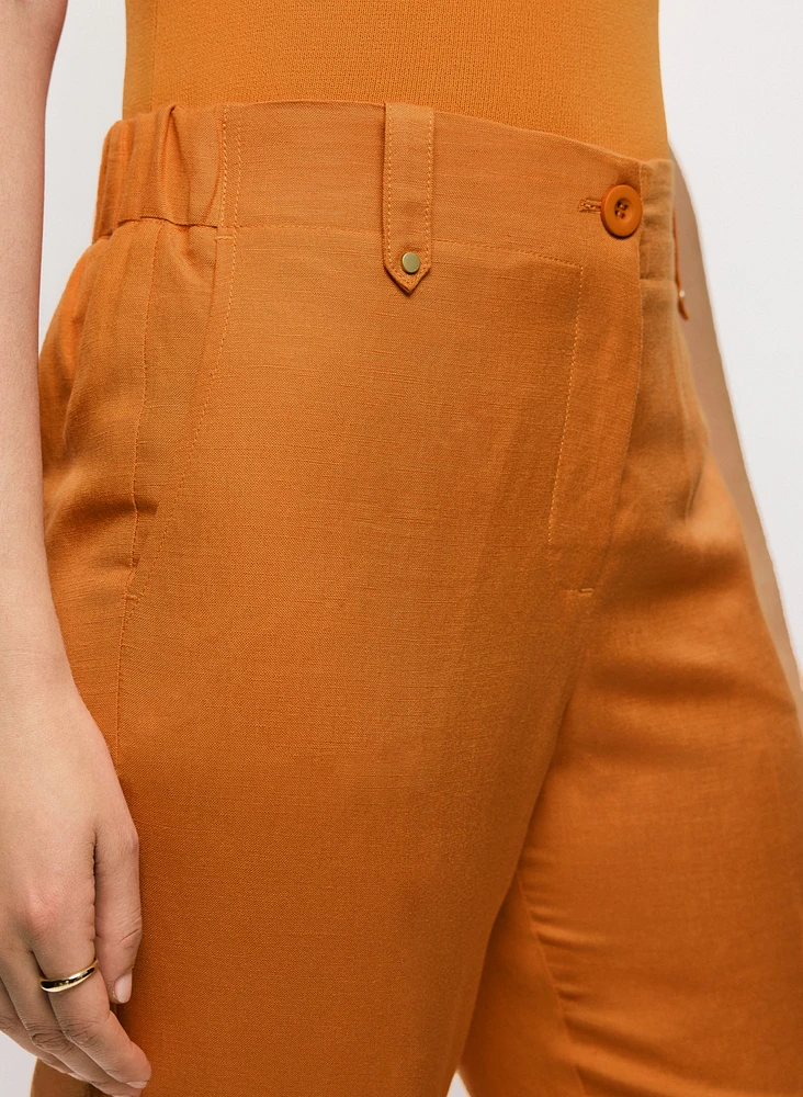 Pantalon capri Essentiels en mélange de lin