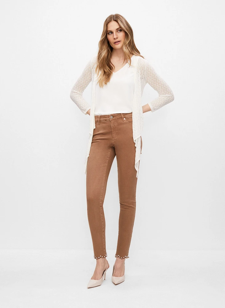 Pearl Detail Slim Leg Pants