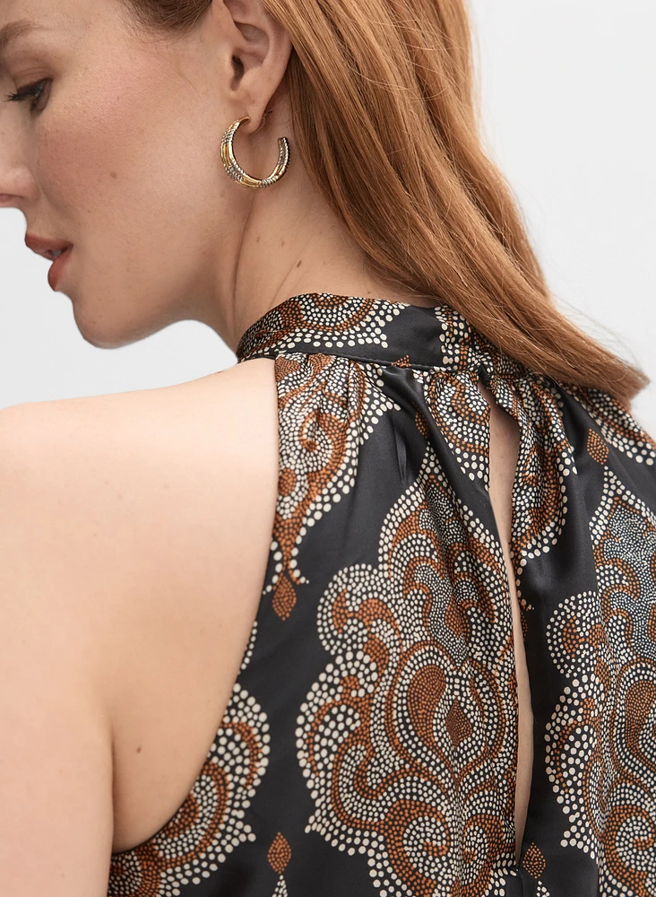 Baroque Print Satin Dress