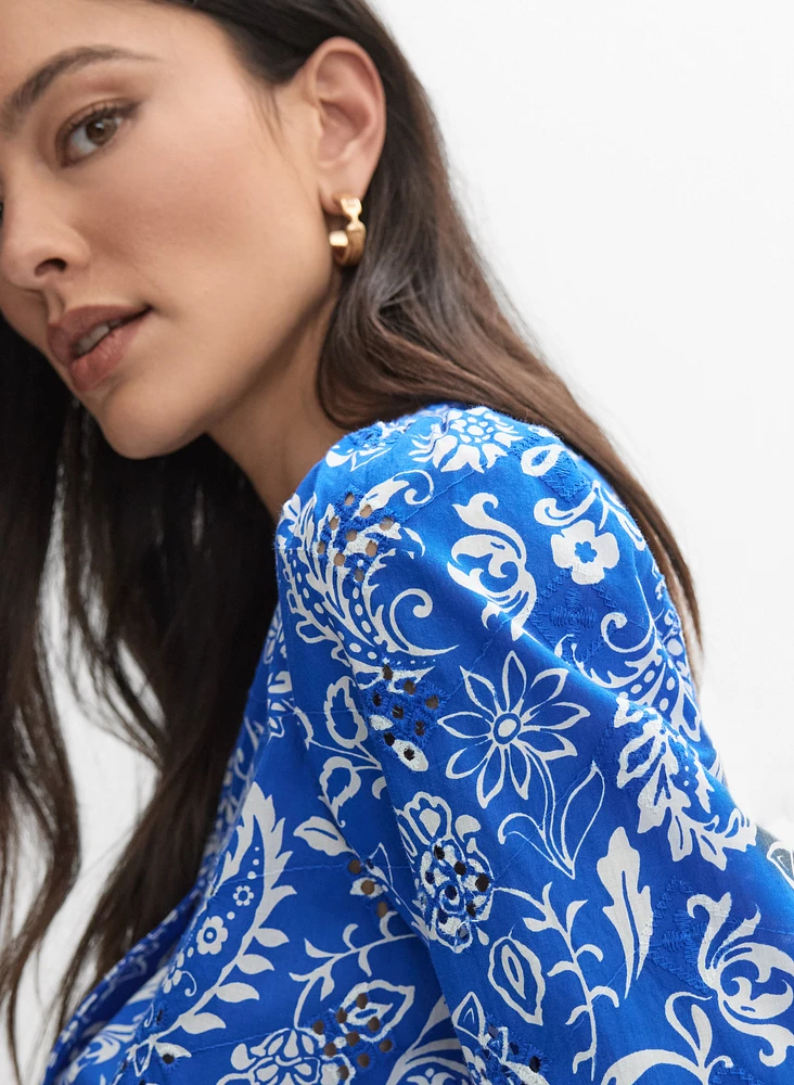 Paisley Smocked Waist Blouse