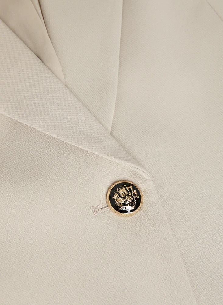 Notch Collar Single Button Jacket